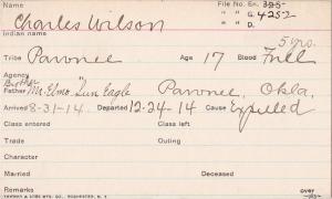 Charles Wilson Student Information Card