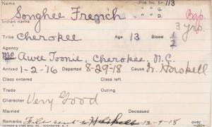 Saughee French Student Information Card