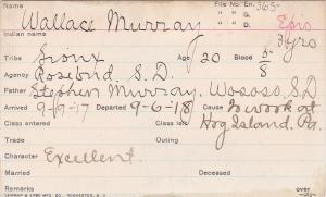 Wallace Murray Student Information Card