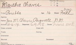 Martha Chaves Student Information Card
