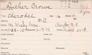 Luther Crowe Student Information Card