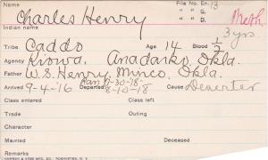 Charles Henry Student Information Card