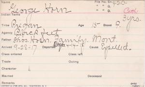 George Horn Student Information Card