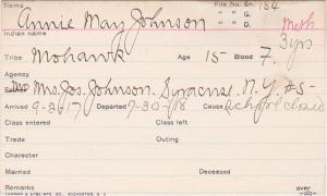 Annie May Johnson Student Information Card
