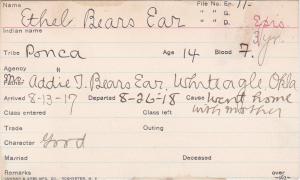 Ethel Bears Ear Student Information Card