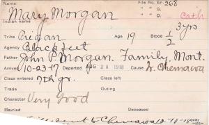 Mary Morgan Student Information Card