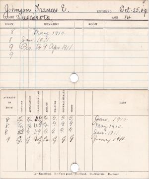 Frances E. Johnson Progress Card