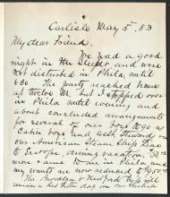 Letter from Richard H. Pratt to Cornelius R. Agnew, May 5, 1883