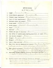 type-written survey with hand-written answers, titled "Service Record as of July 1, 1911"