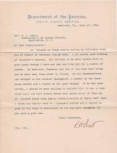 Pratt Forwards Letter Regarding Appointment of Chauncey Yellow Robe