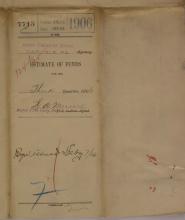 Estimate of Funds and Regular Employee Pay, Third Quarter 1906