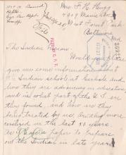 Request for Information about the Carlisle Indian School by Mrs. F. H. Heugg