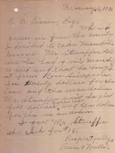 Hand-written letter from Anna Mills to E. B. Linnen, undated