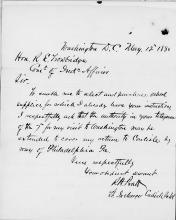Pratt's Request for Authority to Return to Carlisle from Washington, D.C.