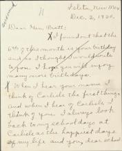 Update Letter from Abeita to Pratt, 1920