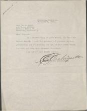 Archiquette Sends Pratt Birthday Congratulations, 1920