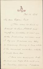 Abbott Sends Intention to Attend Graduating Exercises, 1896
