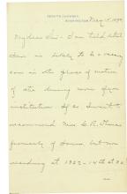 Sen. Allison Recommends C. R. Thomas for Dining Hall Matron, 1894