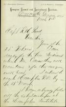 Armstrong Plans for Arrival of Pratt's Students, 1878