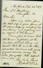 Armstrong Forwards Pratt Letter About Whiteman, 1879