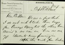 Armstrong Sends Pratt Memo on Student Capacity, 1879