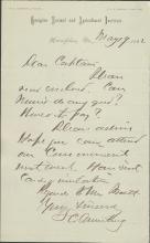 Armstrong Requests Advice from Pratt and Invites Him to Commencement, 1882