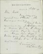 Armstrong Asks Pratt for Information on Y. H. Segar, 1882