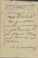 Armstrong Asks Pratt to Attend Public Talks in New York and Philadelphia, 1882