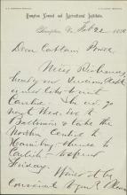 Armstrong Arranges Travel for Miss Richards to Carlisle, 1886