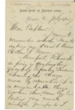 Armstrong Asks Pratt to Send Photographs to Ellen Mason, 1887