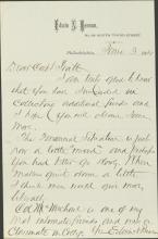 Benson Discusses Philanthropy During Economic Panic with Pratt, 1884