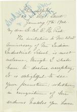 Brown Declines Invitation and Requests Annual Report from Pratt, 1902