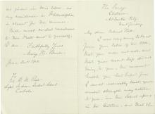 Brown Sends Donation to Pratt, 1902