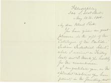 Brown Acknowledges Pratt for Sending Booklet, 1902