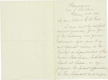 Brown Sends Pratt Support in Light of Resignation, 1903