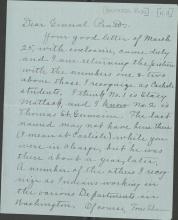 Bourassa Provides Pratt with Updates on Former Students, c. 1905