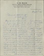 Buck Discusses Agent Issues in Browning, Montana, with Pratt, 1914-1915