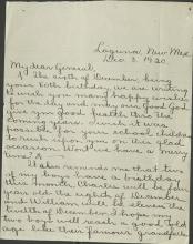 Canfield Sends Pratt Birthday Greetings and a Life Update, 1920