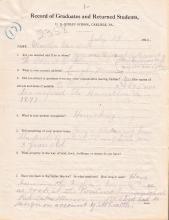 Martha Van Wert Student File