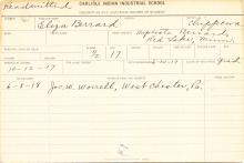 Eliza Berrard Student Information Card