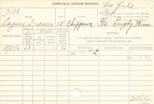 Frances Cajune Student Information Card