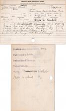 Agnes Hatch Student Information Cards
