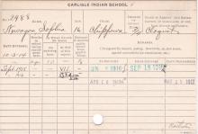 Sophia Newagon Student Information Card