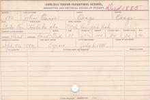 John Osage (Ho ki ke ako) Student Information Card