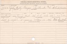 John Colby Gongie Student Information Card