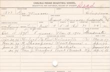 George Muscoe Student Information Card