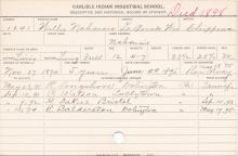 Willie Nahmais Student Information Card