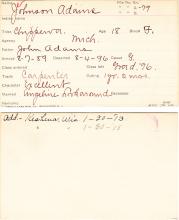 Johnson Adams Student Information Card