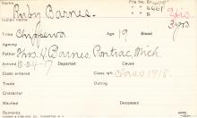 Ruby Barnes Student Information Card