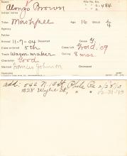 Alonzo Brown Student Information Card